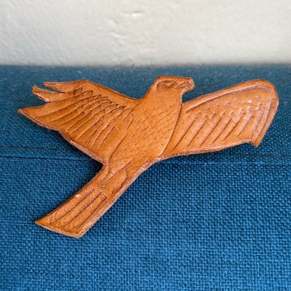 Vintage handmade tooled leather hair clip main image 5
